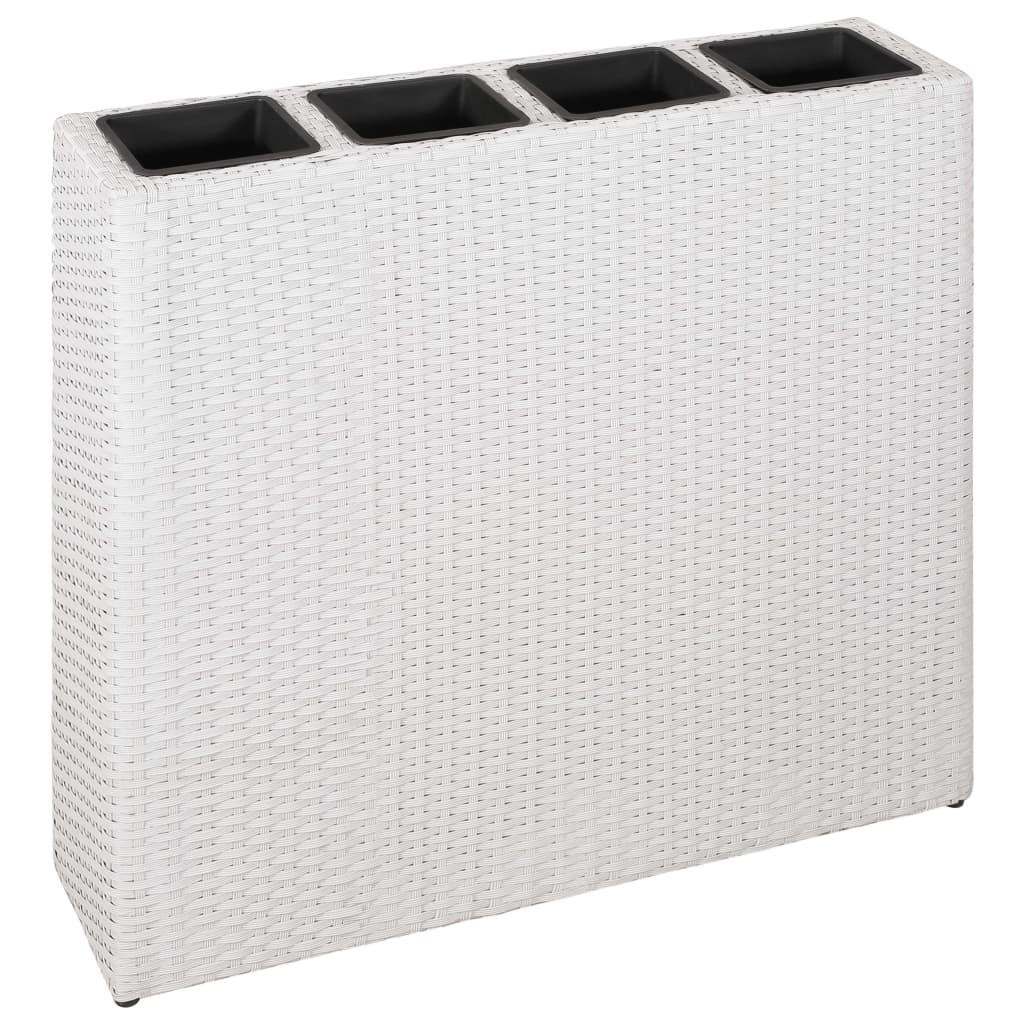 Forhøjet plantekasse med 4 krukker polyrattan hvid Forhøjet plantekasse med 4 krukker polyrattan hvid