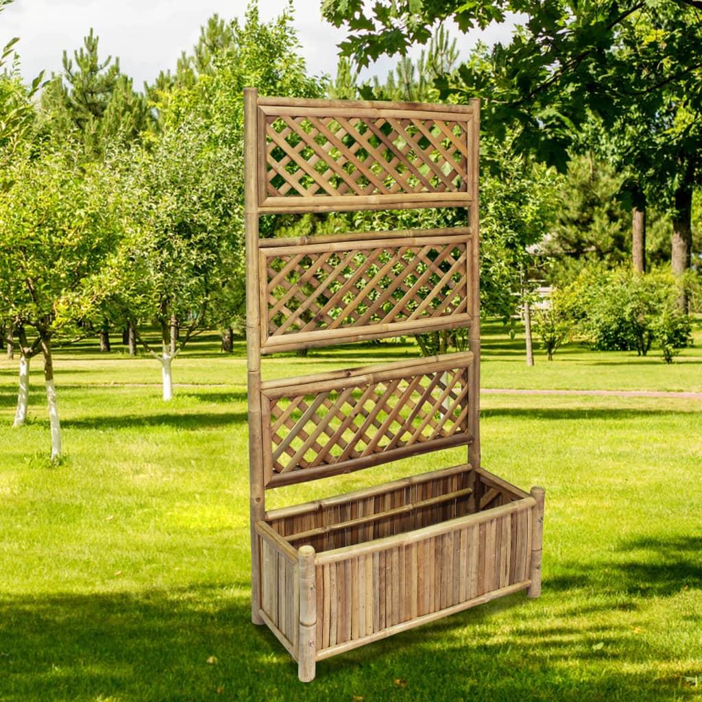 Forhøjet plantekasse til haven med espalier 70 cm bambus Forhøjet plantekasse til haven med espalier 70 cm bambus