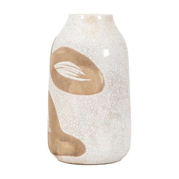 Gallery Interiors Yoya Vase in Reactive White & Brown / Small