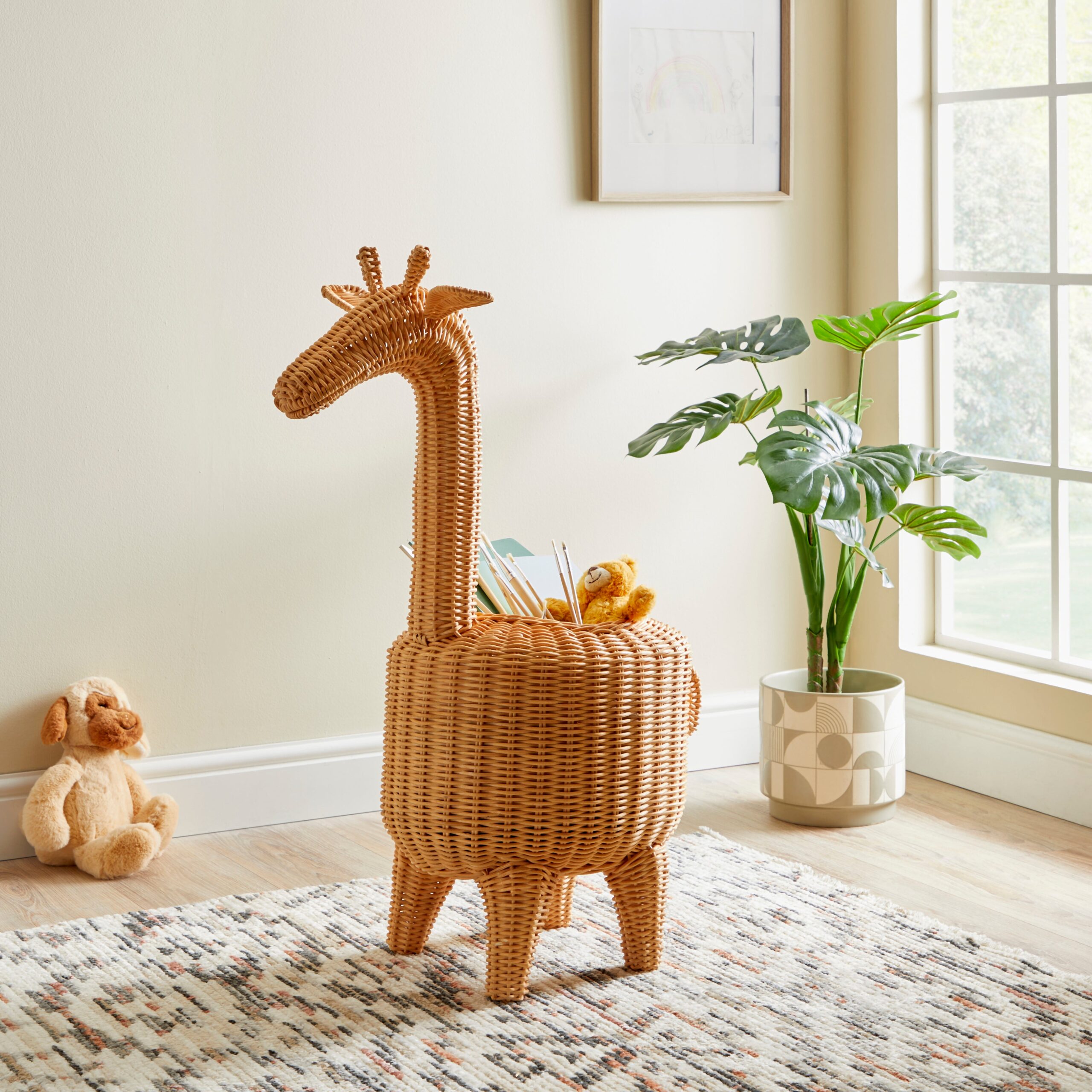 Giraffe Rattan Storage Basket Honey