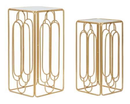 Glam plantestativer i guldfarve af jern og spejl - 34x34x70 29x29x60 cm