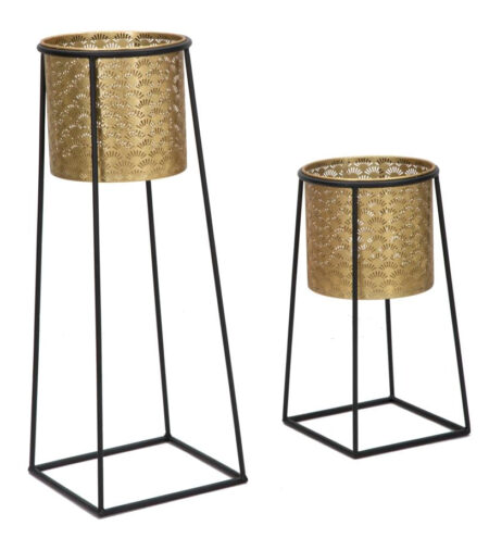 Glam plantestativer i guldfarve, metal - 26x70 og 23x45 cm