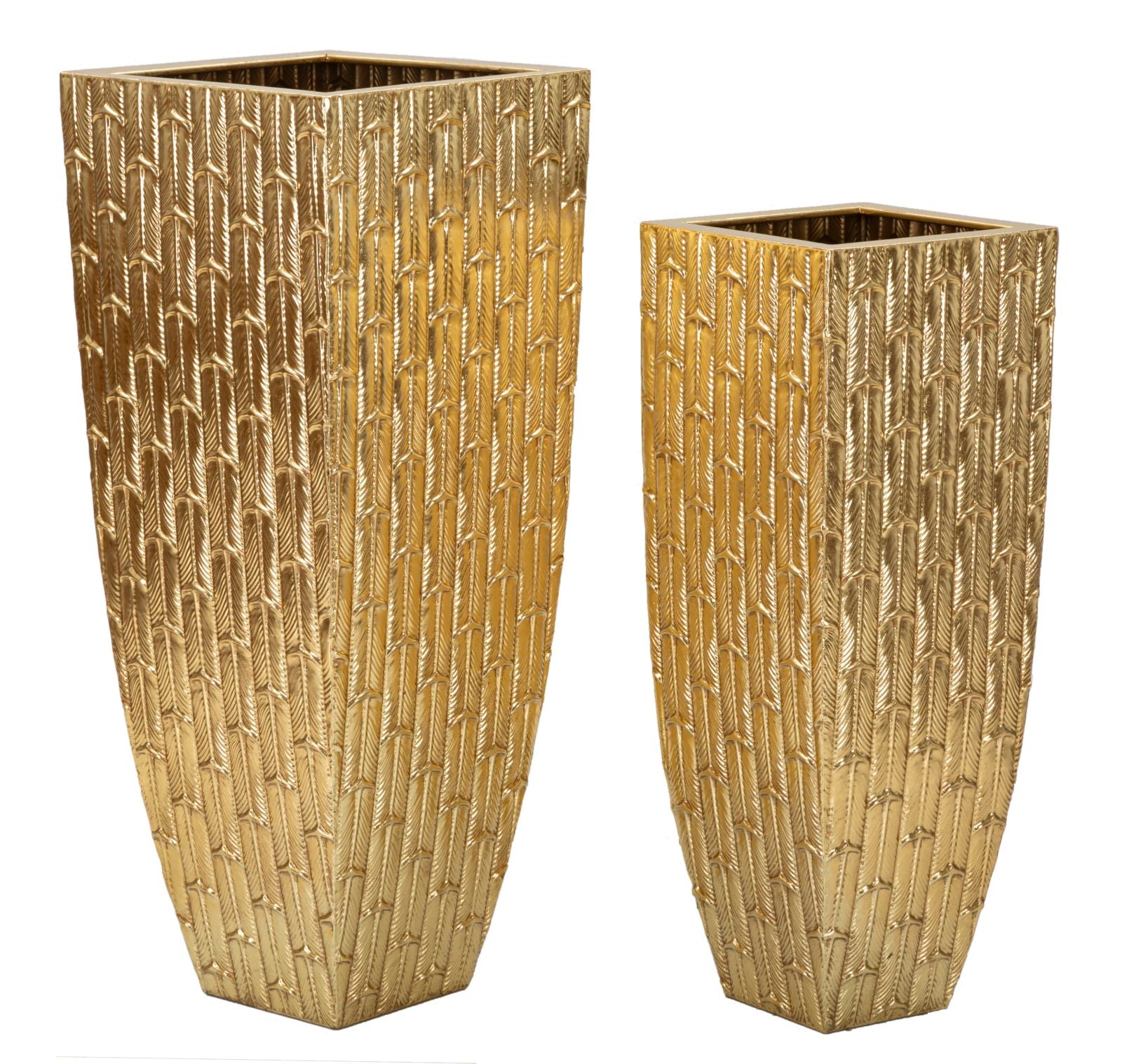 Glam vaser i guld, metal - 40x40x99 og 32x32x84 cm Glam vaser i guld, metal - 40x40x99 og 32x32x84 cm
