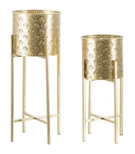 Glam vaser i guldfarve, metal - 21x52 19x42 cm