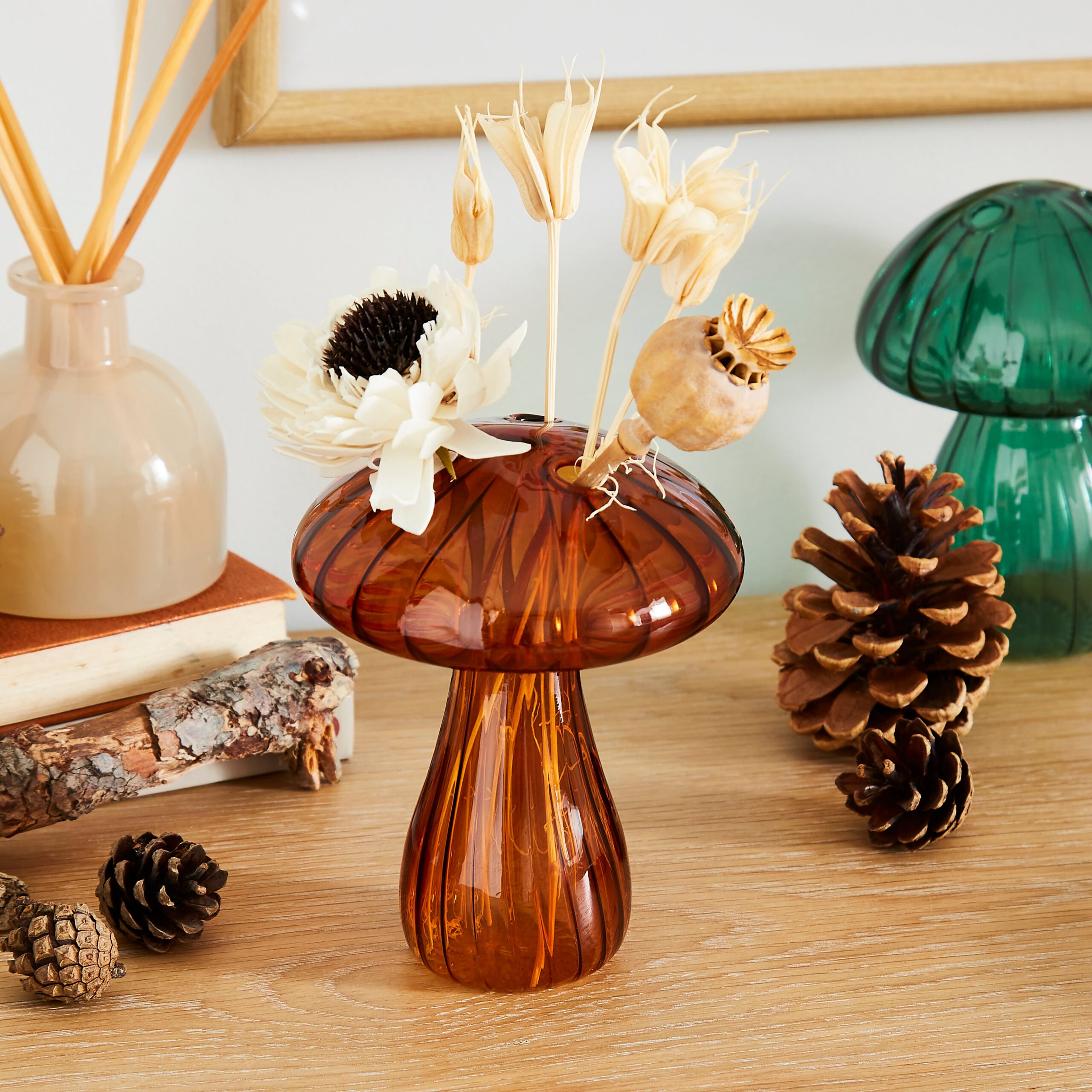 Glass Mushroom Bud Vase Amber Glass Mushroom Bud Vase Amber