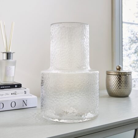 Glass Vase Bubble 25cm Clear White