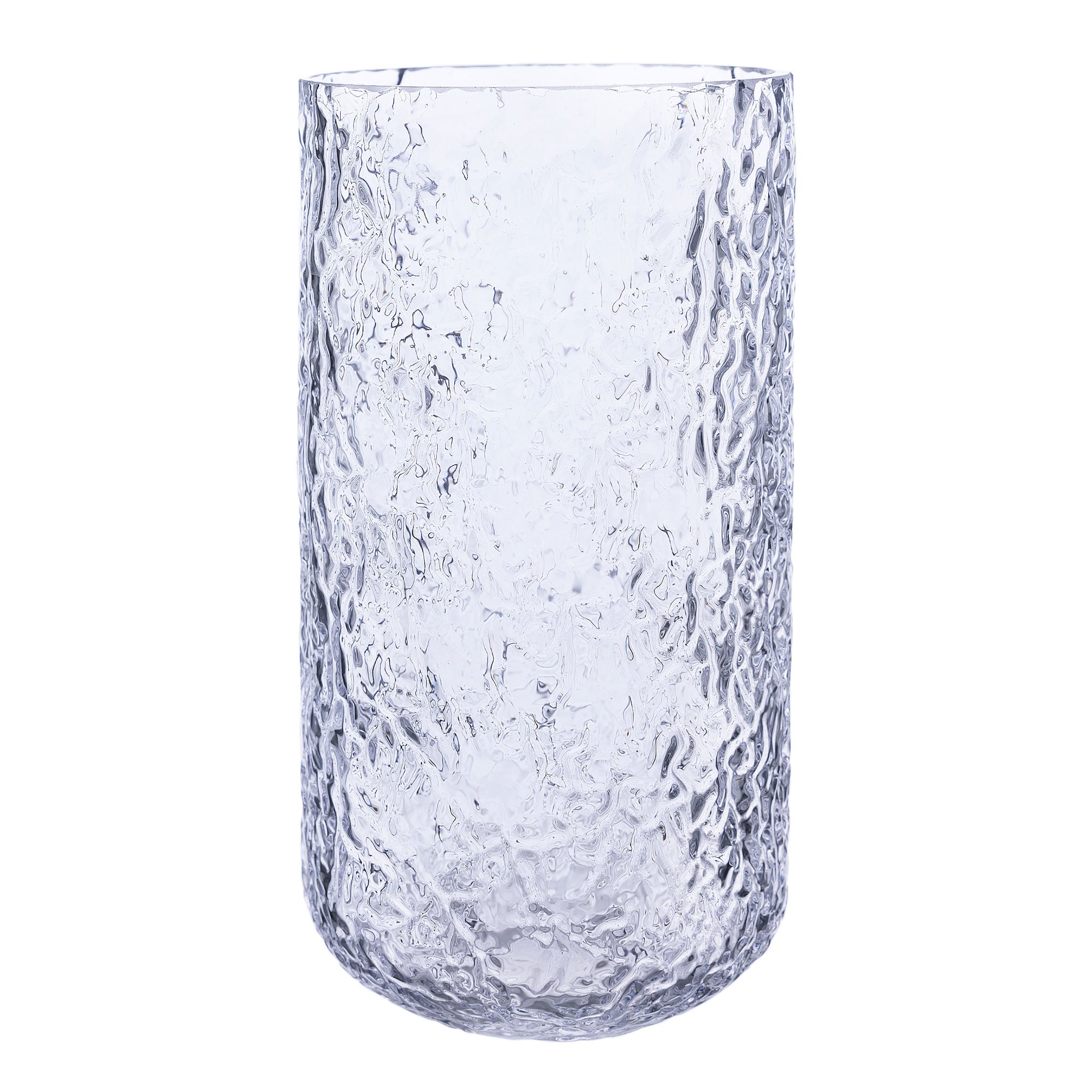 Glasvase 25 cm, mønstret glas Glasvase 25 cm, mønstret glas