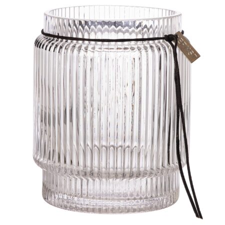 Glasvase med riflet struktur, 14,8 cm