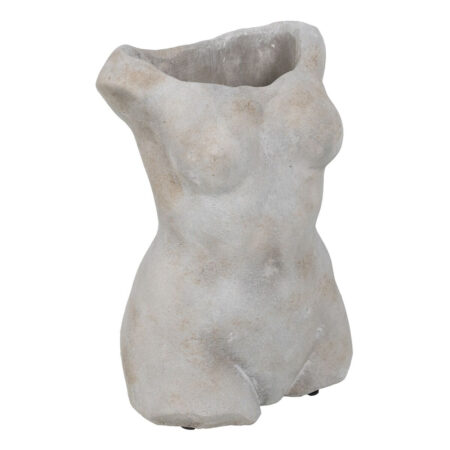 Grå Cement Urtepotte Torso Byste 19 x 13,5 x 27 cm