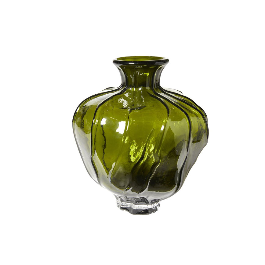 Grøn glasvase H23cm D21cm 251256 Grøn glasvase H23cm D21cm 251256