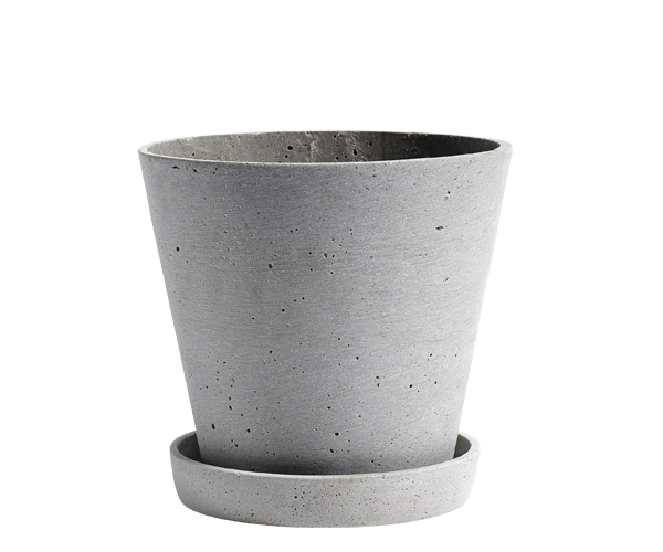 HAY Flowerpot with Saucer - Large - Grey HAY Flowerpot with Saucer - Large - Grey