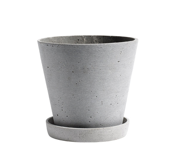 HAY Flowerpot with Saucer - Large - Grey HAY Flowerpot with Saucer - Large - Grey