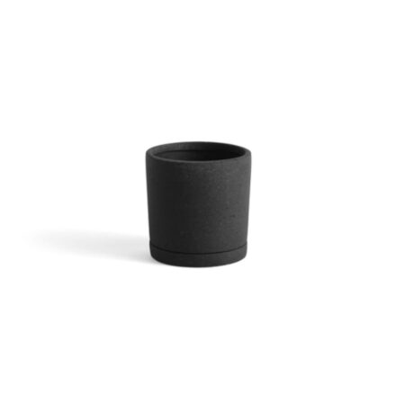 HAY - Plant Pot with Saucer - Urtepotte - Black M - Ø14 x H14