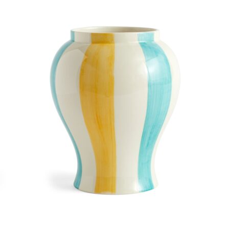 HAY Sobremesa stripe vase L 25 cm Green/Yellow