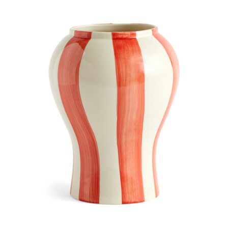 HAY Sobremesa stripe vase S 22 cm Red