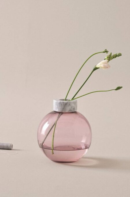 HILLEVI glasvase - h⌀jde 19 cm Ljuslila/Marmor