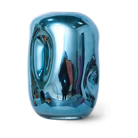 HKliving HK Objects glasvase 21,5 cm Blue chrome