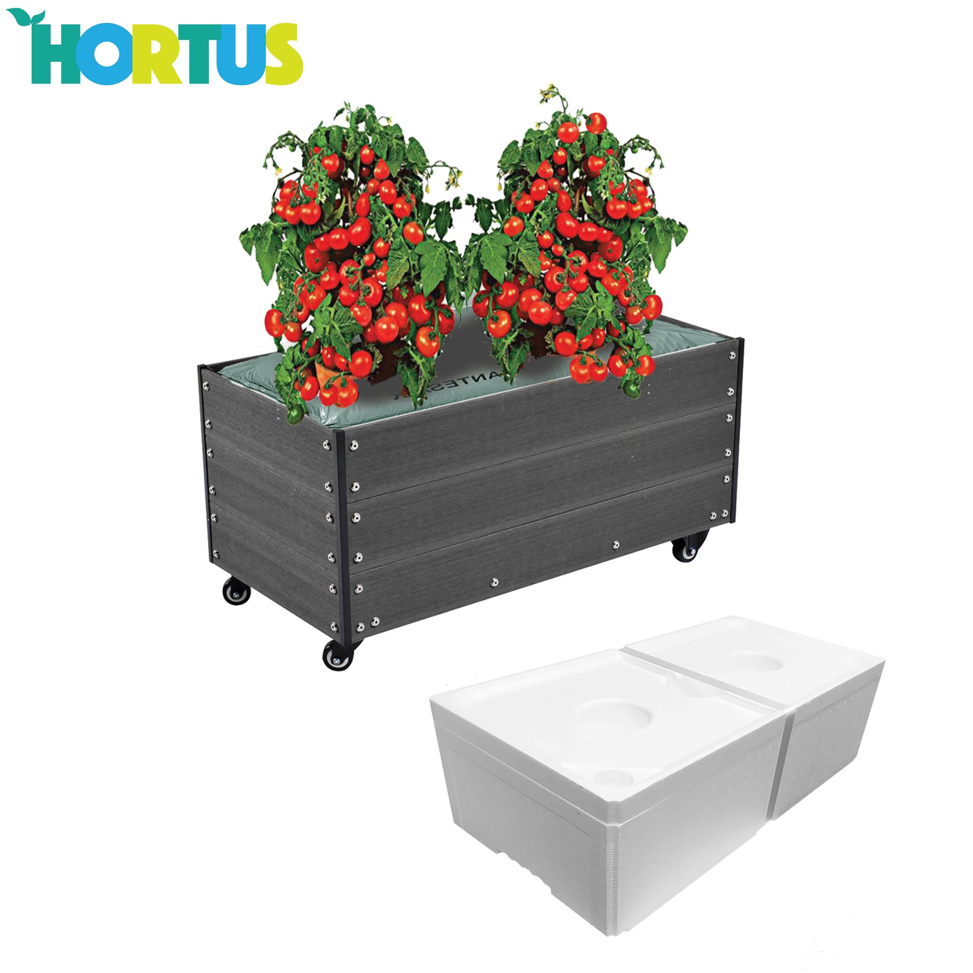 HORTUS kapilærskjuler inkl. hjul og kapilærkasse hjul WPC 36 x 50 x 90 cm HORTUS kapilærskjuler inkl. hjul og kapilærkasse hjul WPC 36 x 50 x 90 cm
