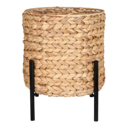 HOUSE NORDIC Antas Planteskjuler - Planteskjuler i vandhyacinth, rund, natur/sort, 26,5x26,5x28 cm