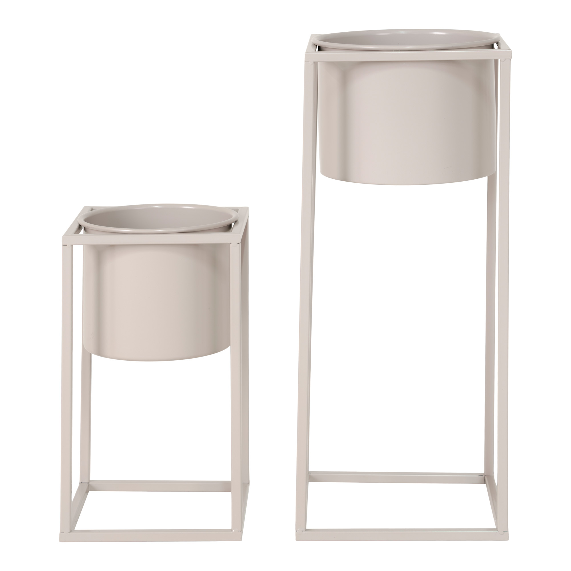 HOUSE NORDIC Marla blomsterstander - grå-beige stål (sæt af 2) HOUSE NORDIC Marla blomsterstander - grå-beige stål (sæt af 2)