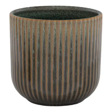 HOUSE NORDIC Urtepotte - Urtepotte i keramik, brun/blå, Ø14,5x14 cm