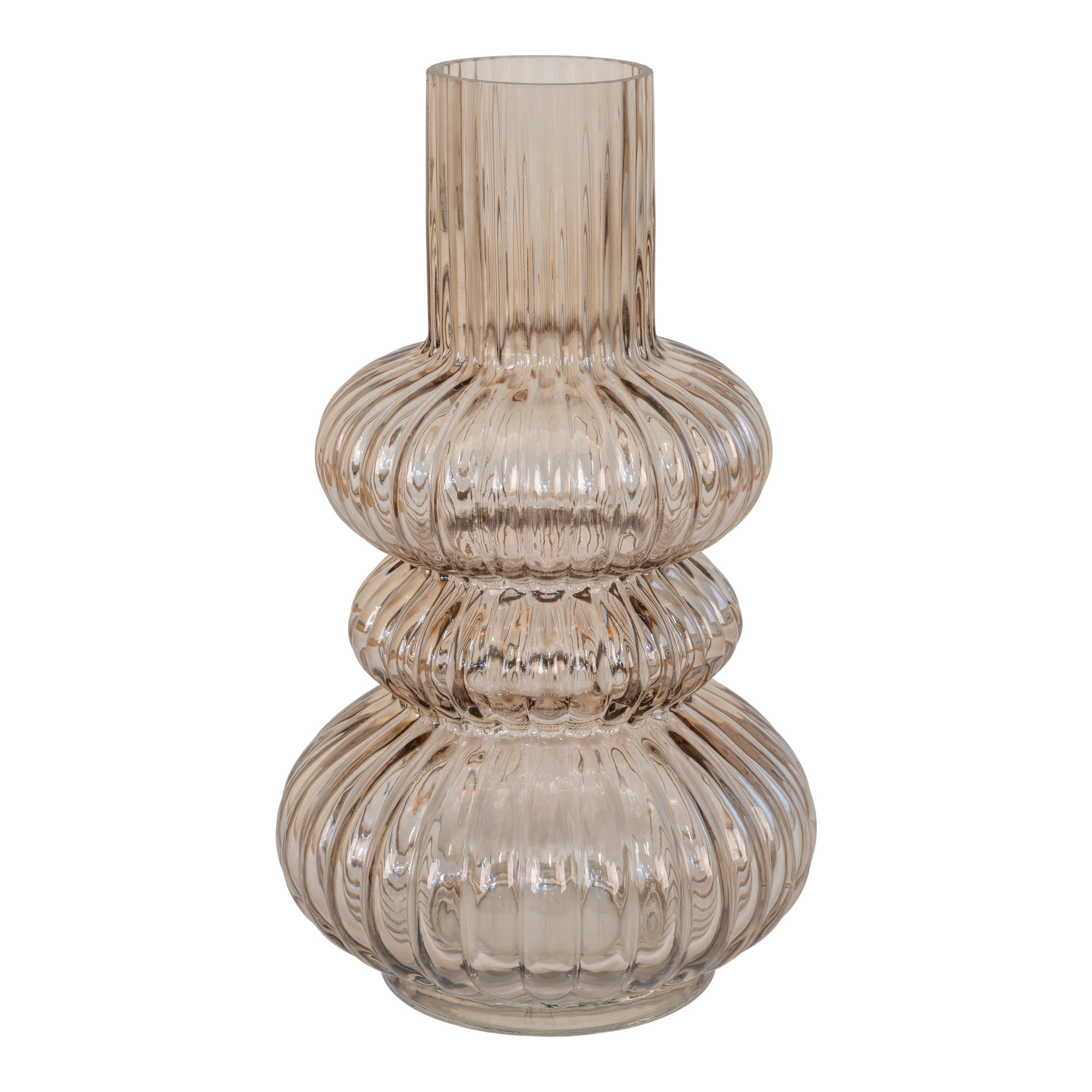 HOUSE NORDIC mundblæst vase, rund - røgfarvet glas (H:25) HOUSE NORDIC mundblæst vase, rund - røgfarvet glas (H:25)