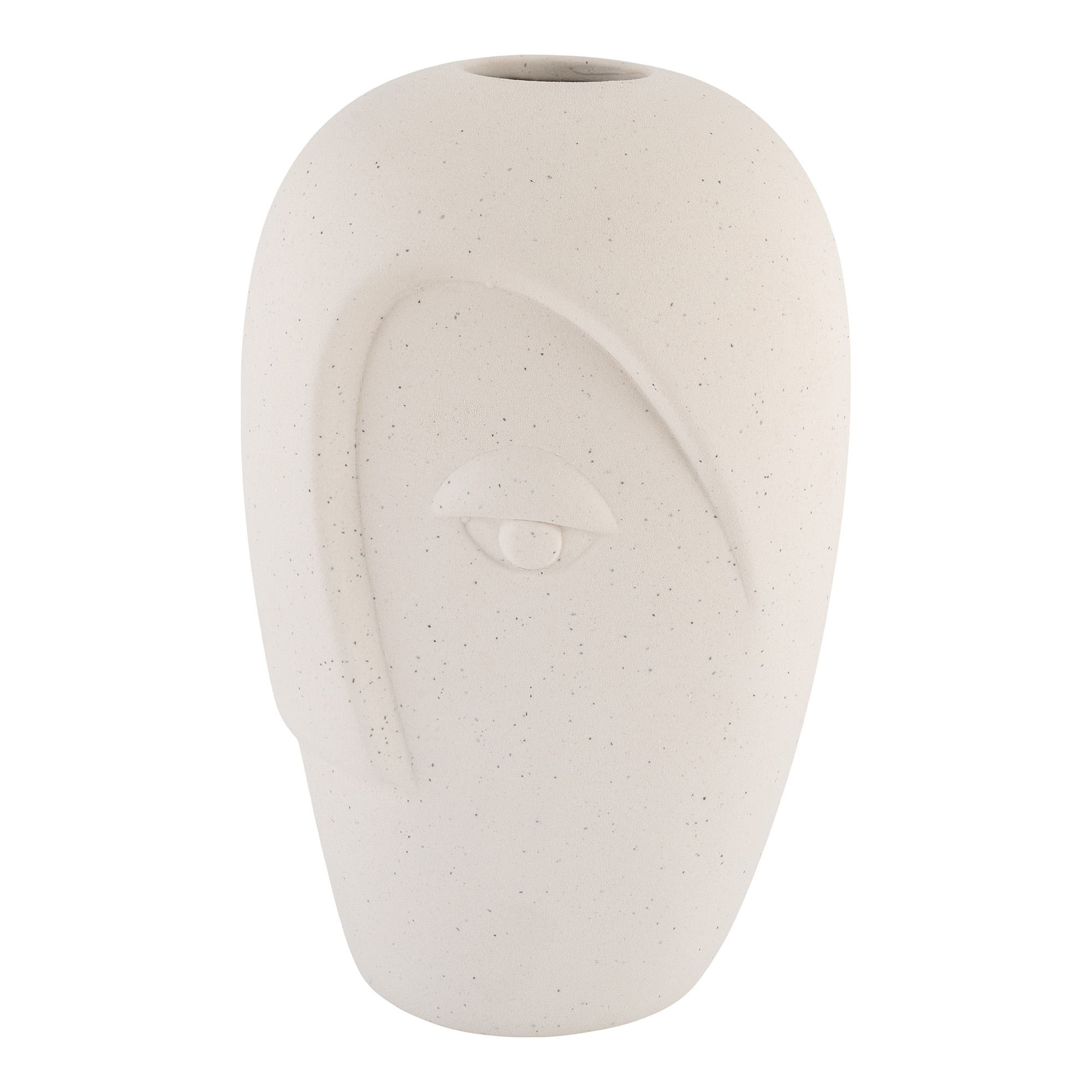 HOUSE NORDIC vase med ansigt, rund - sand keramik (H:19,5) HOUSE NORDIC vase med ansigt, rund - sand keramik (H:19,5)