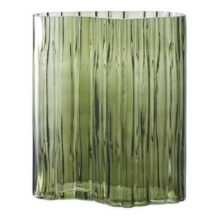 HOUSE NORDIC vase, organisk - smoked grøn glas (21x12x26,5)