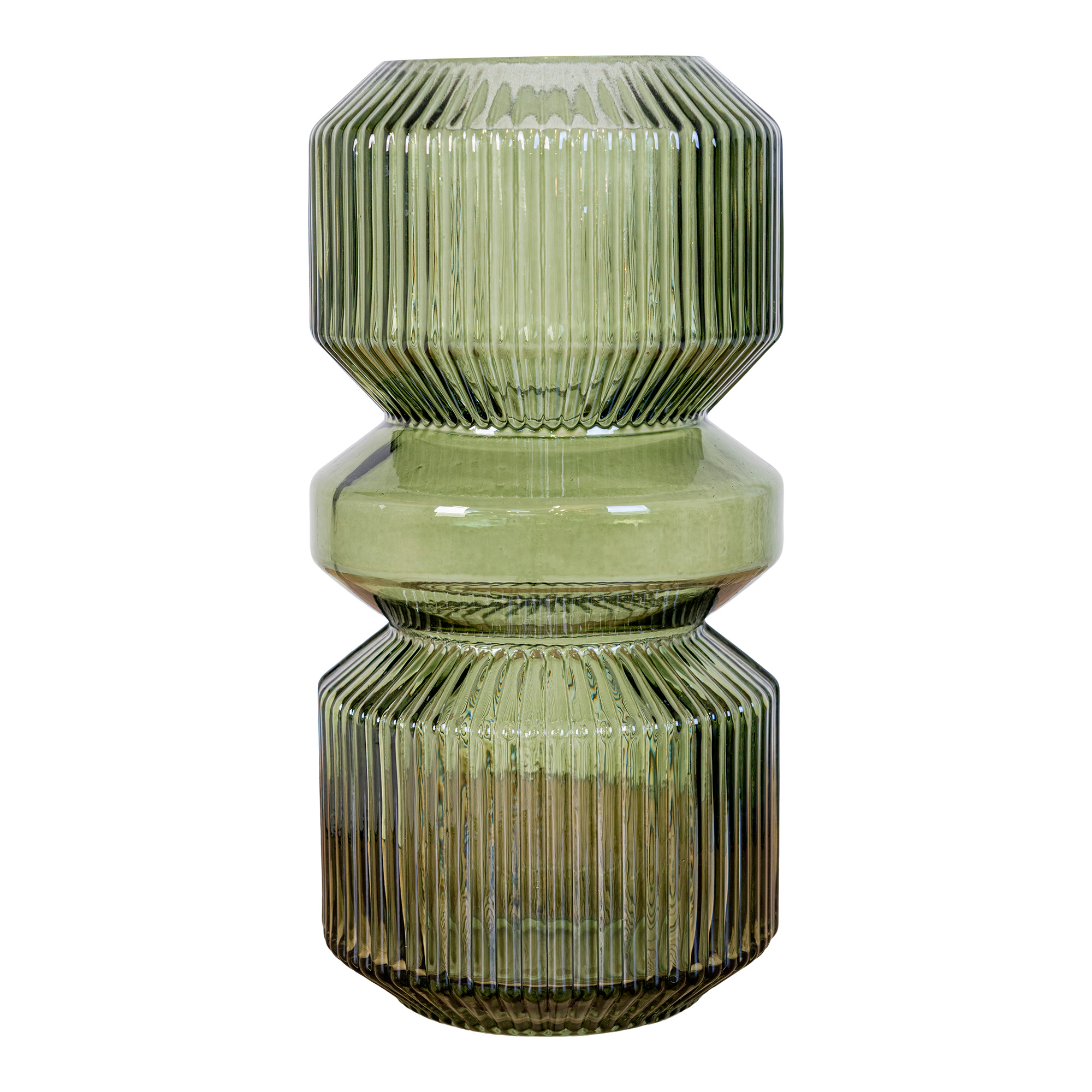 HOUSE NORDIC vase, rund - grøn glas (H:24,5) HOUSE NORDIC vase, rund - grøn glas (H:24,5)