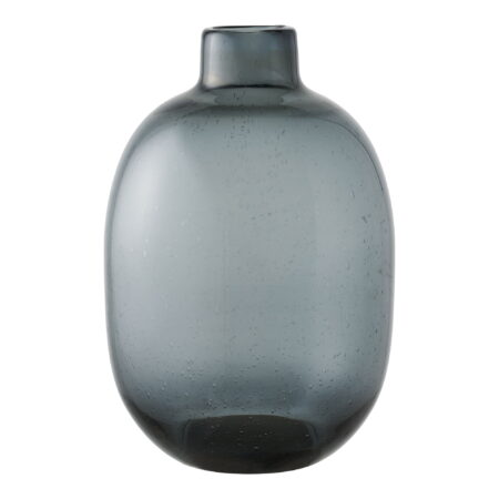 HOUSE NORDIC vase, rund - røgfarvet sort glas (H:35)