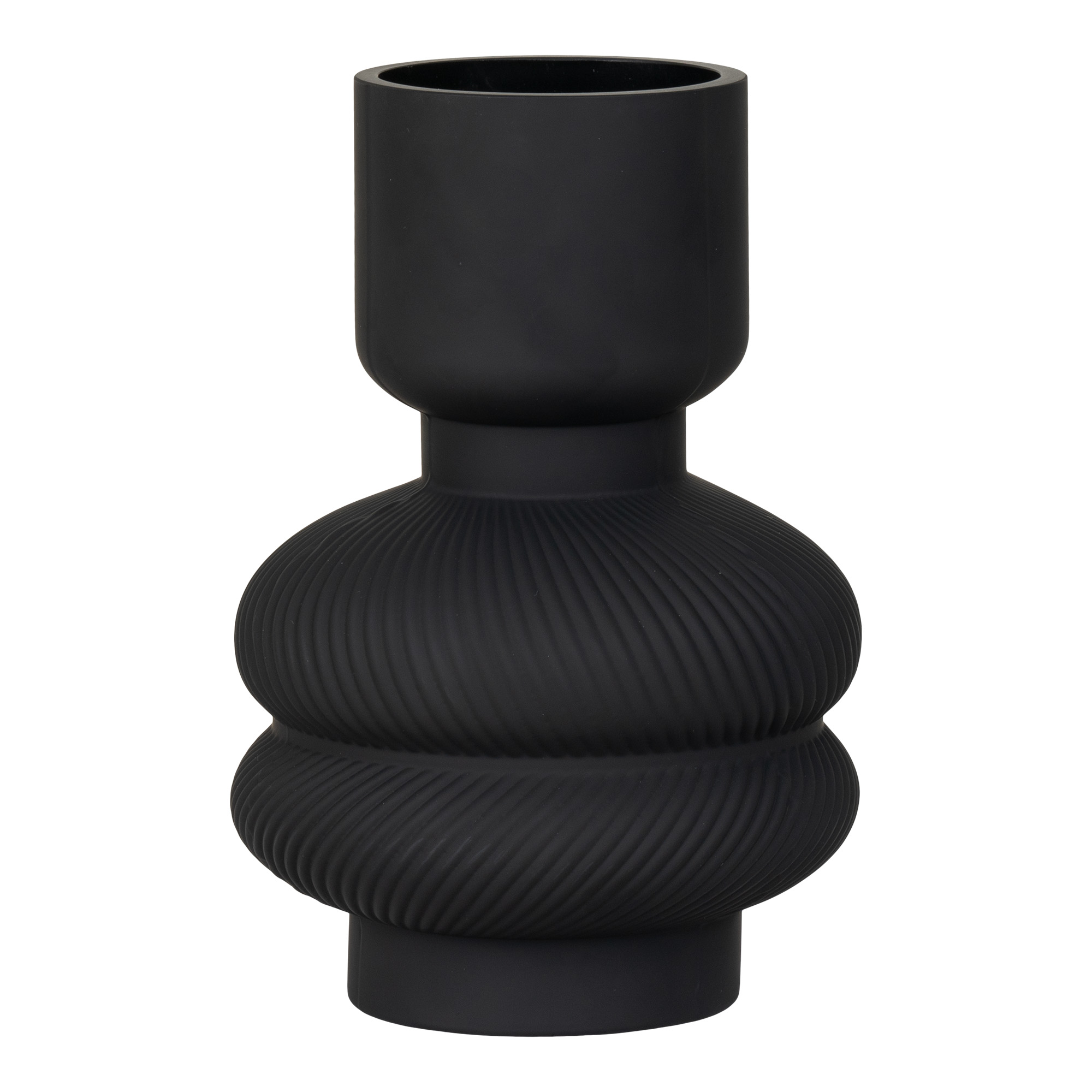 HOUSE NORDIC vase, rund - sort glas (H:22) HOUSE NORDIC vase, rund - sort glas (H:22)