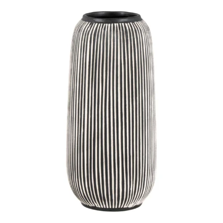 HOUSE NORDIC vase, rund - sort/hvid keramik (Ø9,5)