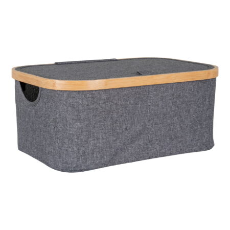 HOUSE NORDICÂ Noto Kurv - Kurv, bambus/stof, mørkegrå, 38x26x16 cm