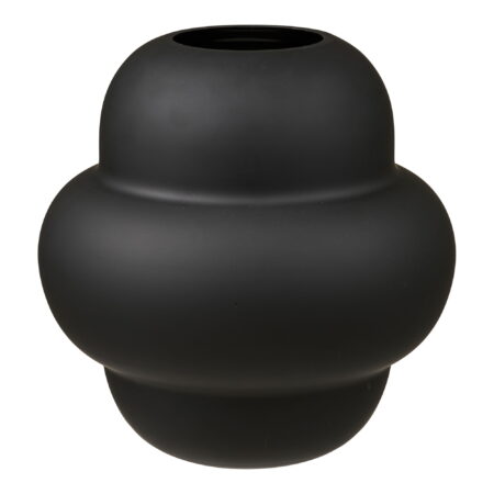 HOUSE NORDICÂ vase, rund - sort mundblæst glas (H:20)