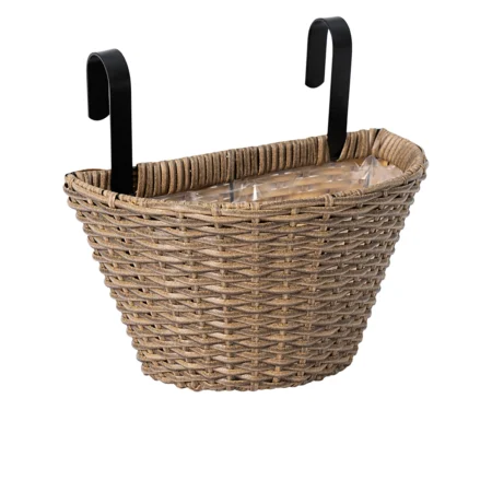 Hængepotte Ø30xH27 cm i naturfarvet polyrattan