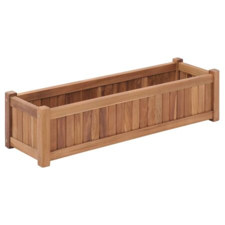 Hævet plantekasse 100x30x25 cm massivt teaktræ