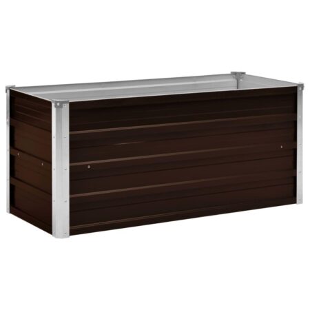 Hævet plantekasse 100x40x45 cm galvaniseret stål brun