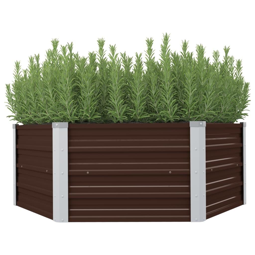 Hævet plantekasse 129 x 129 x 46 cm galvaniseret stål brun Hævet plantekasse 129 x 129 x 46 cm galvaniseret stål brun