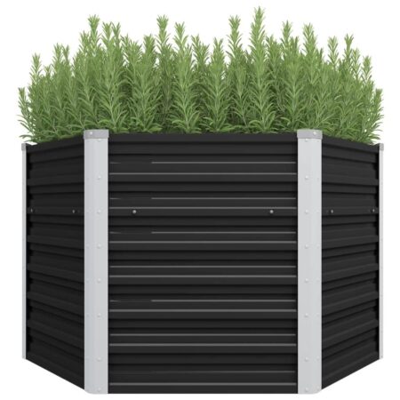 Hævet plantekasse 129x129x77 cm galvaniseret stål antracitgrå