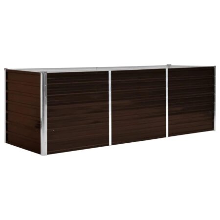 Hævet plantekasse 240x80x77 cm galvaniseret stål brun