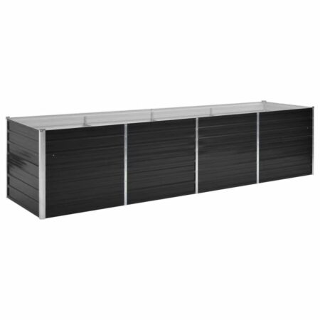 Hævet plantekasse 320x80x77 cm galvaniseret stål antracitgrå