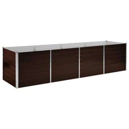 Hævet plantekasse 320x80x77 cm galvaniseret stål brun