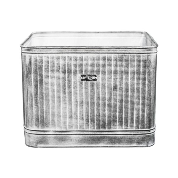 Hampton Rectangle Galvanised Metal Outdoor Planter Grey