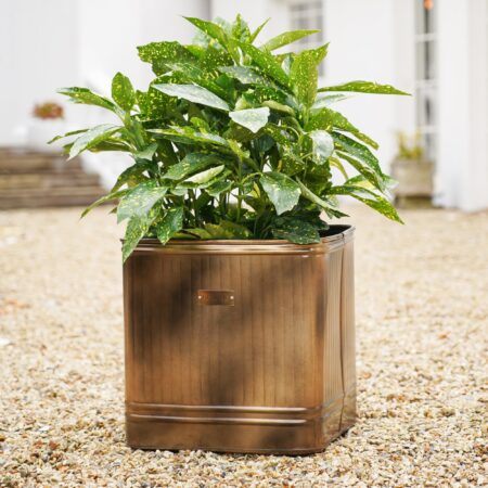 Hampton Square Copper Planter Brown