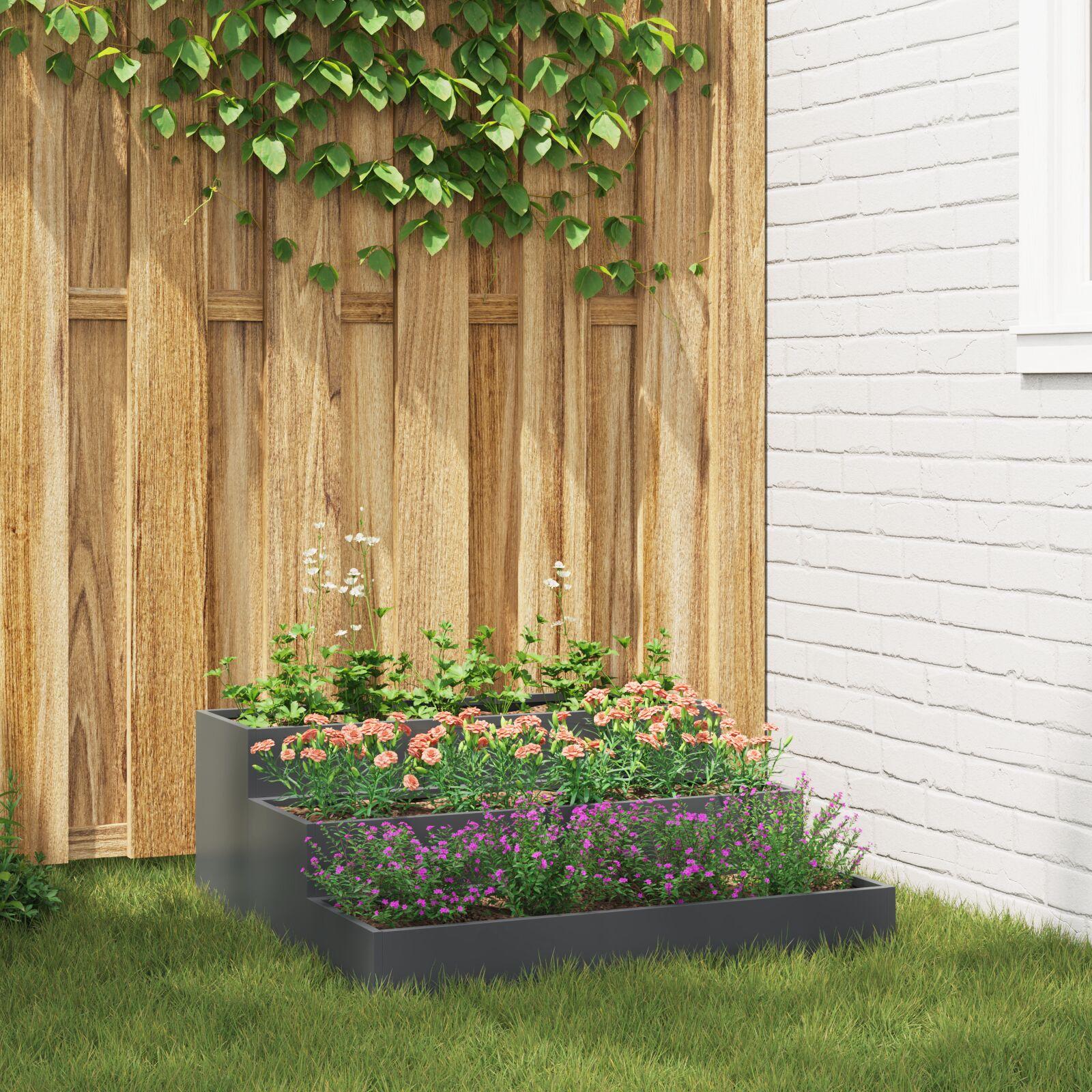 Have Blomsterkrukke Antracit 90 x 90 x 35 cm Stål Have Blomsterkrukke Antracit 90 x 90 x 35 cm Stål