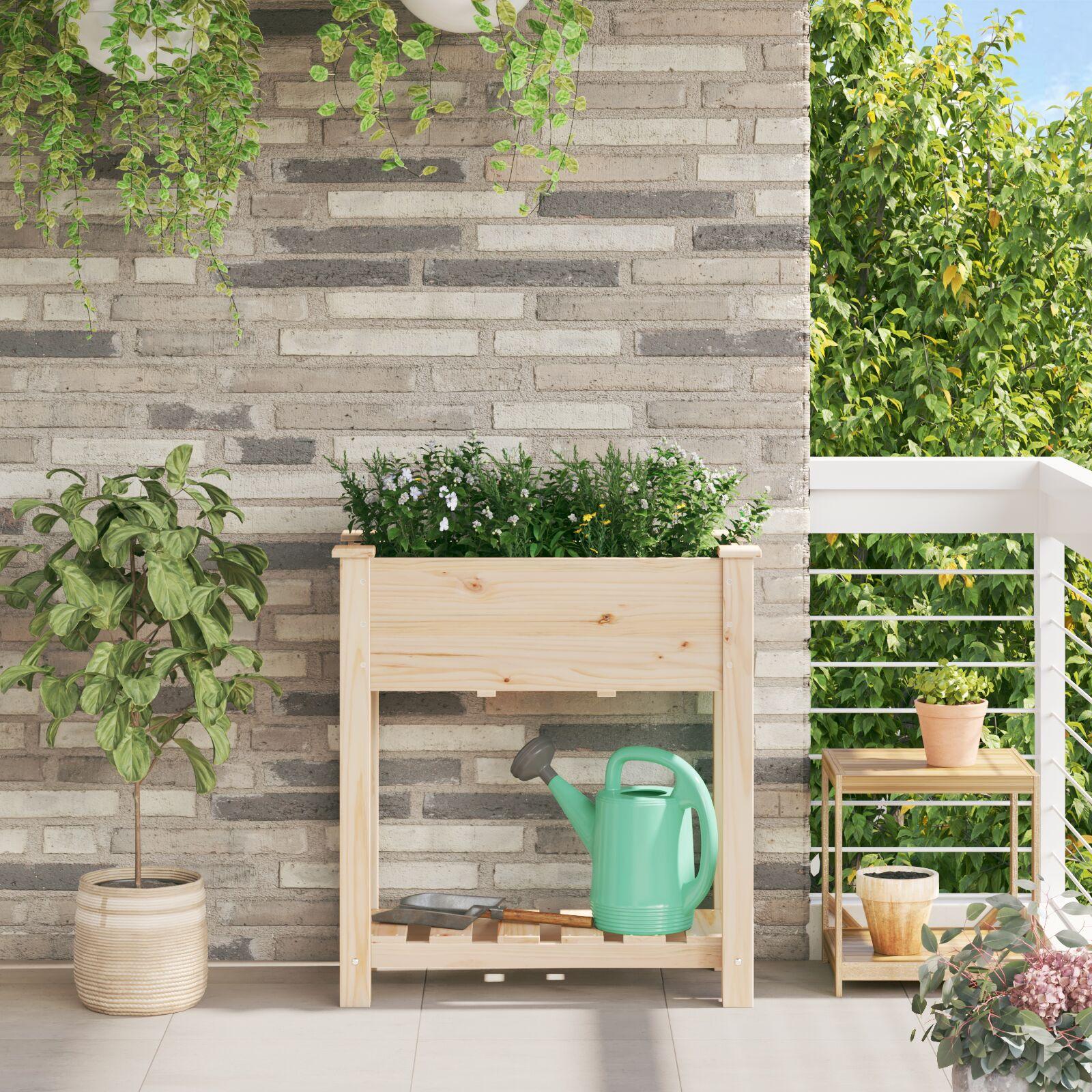 Have Blomsterkrukke Beige 71 x 37 x 76.5 cm Massivt fyrretræ Have Blomsterkrukke Beige 71 x 37 x 76.5 cm Massivt fyrretræ