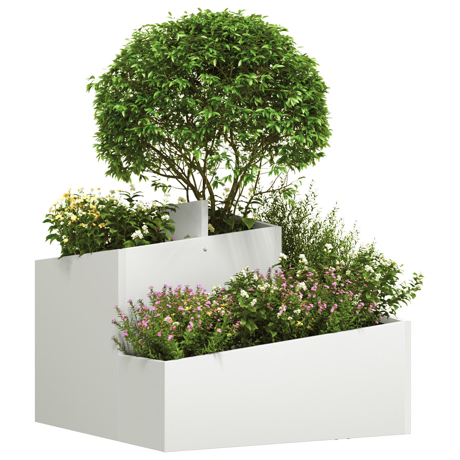 Have Blomsterkrukke Hvid 60 x 60 x 50 cm Stål Have Blomsterkrukke Hvid 60 x 60 x 50 cm Stål