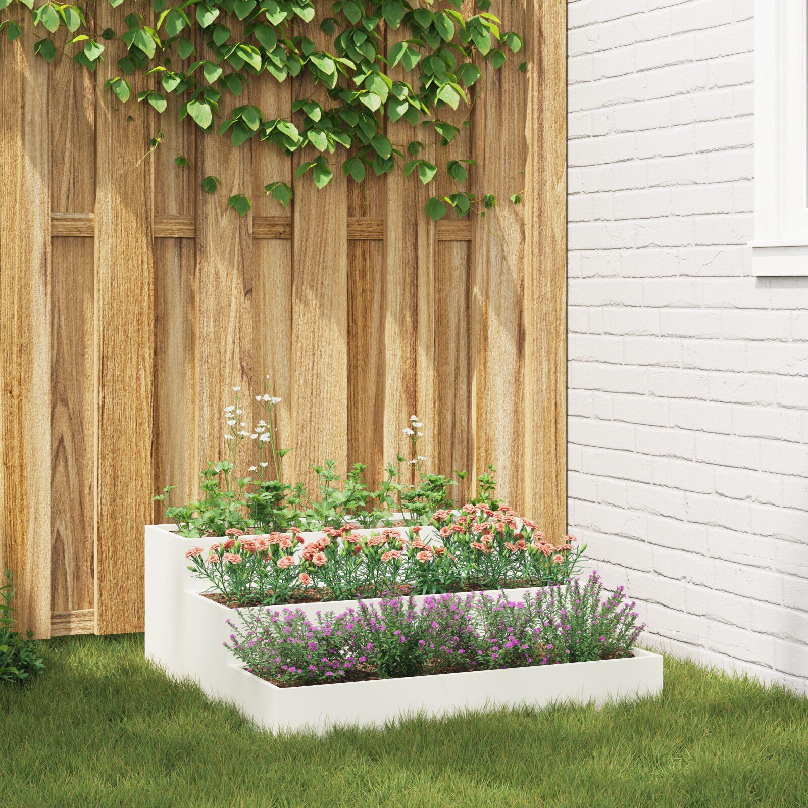 Have Blomsterkrukke Hvid 90 x 90 x 35 cm Stål Have Blomsterkrukke Hvid 90 x 90 x 35 cm Stål
