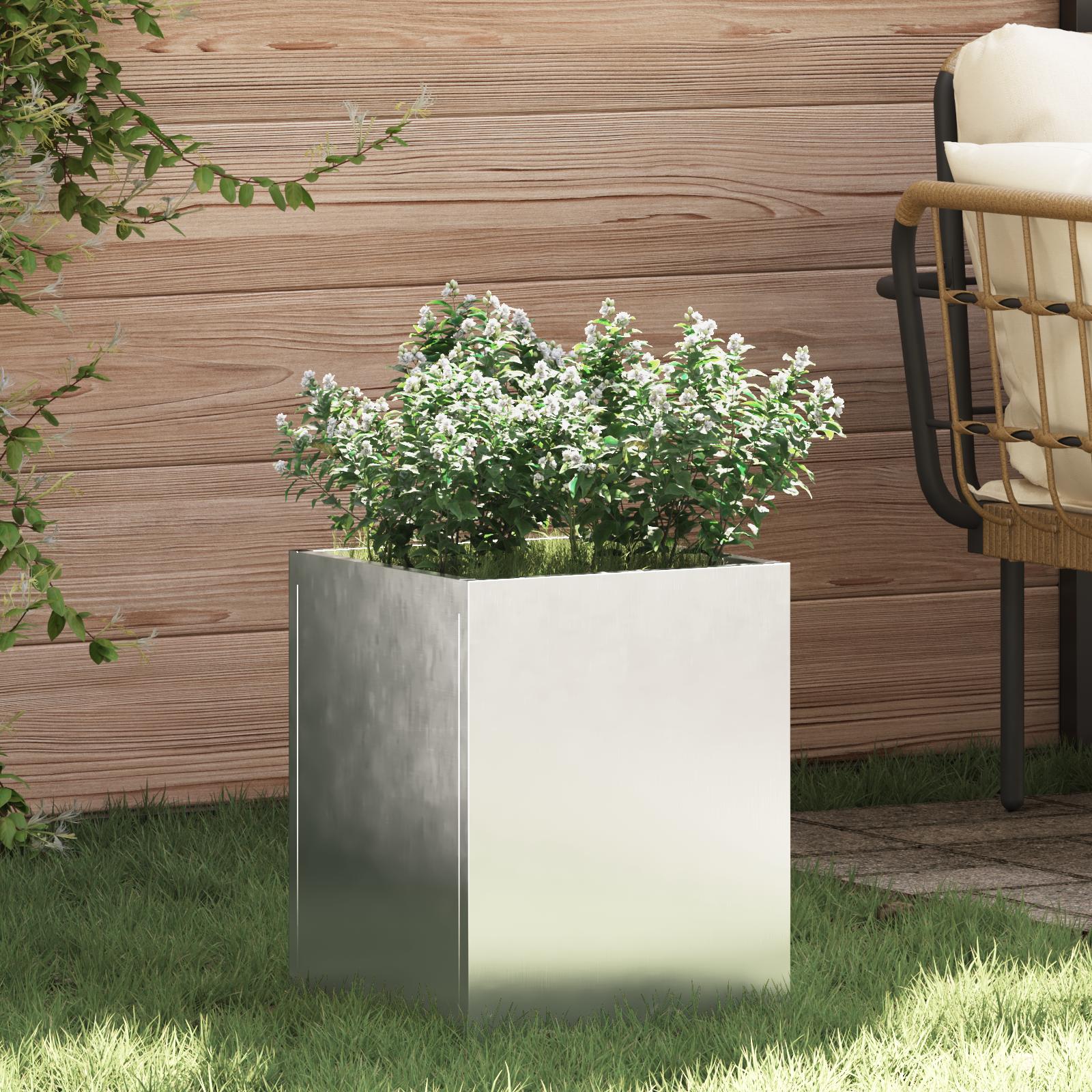 Have Blomsterkrukke Sølv 50 x 32 x 40 cm Galvaniseret stål Have Blomsterkrukke Sølv 50 x 32 x 40 cm Galvaniseret stål