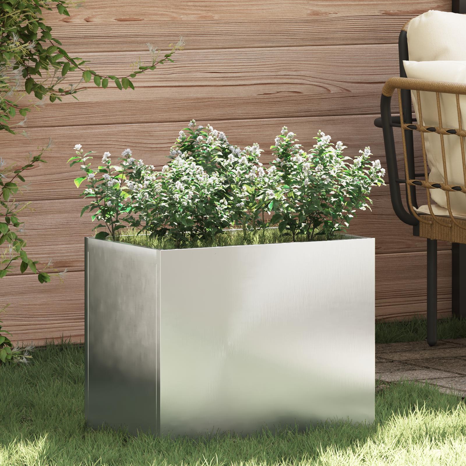 Have Blomsterkrukke Sølv 50 x 32 x 40 cm Galvaniseret stål Have Blomsterkrukke Sølv 50 x 32 x 40 cm Galvaniseret stål
